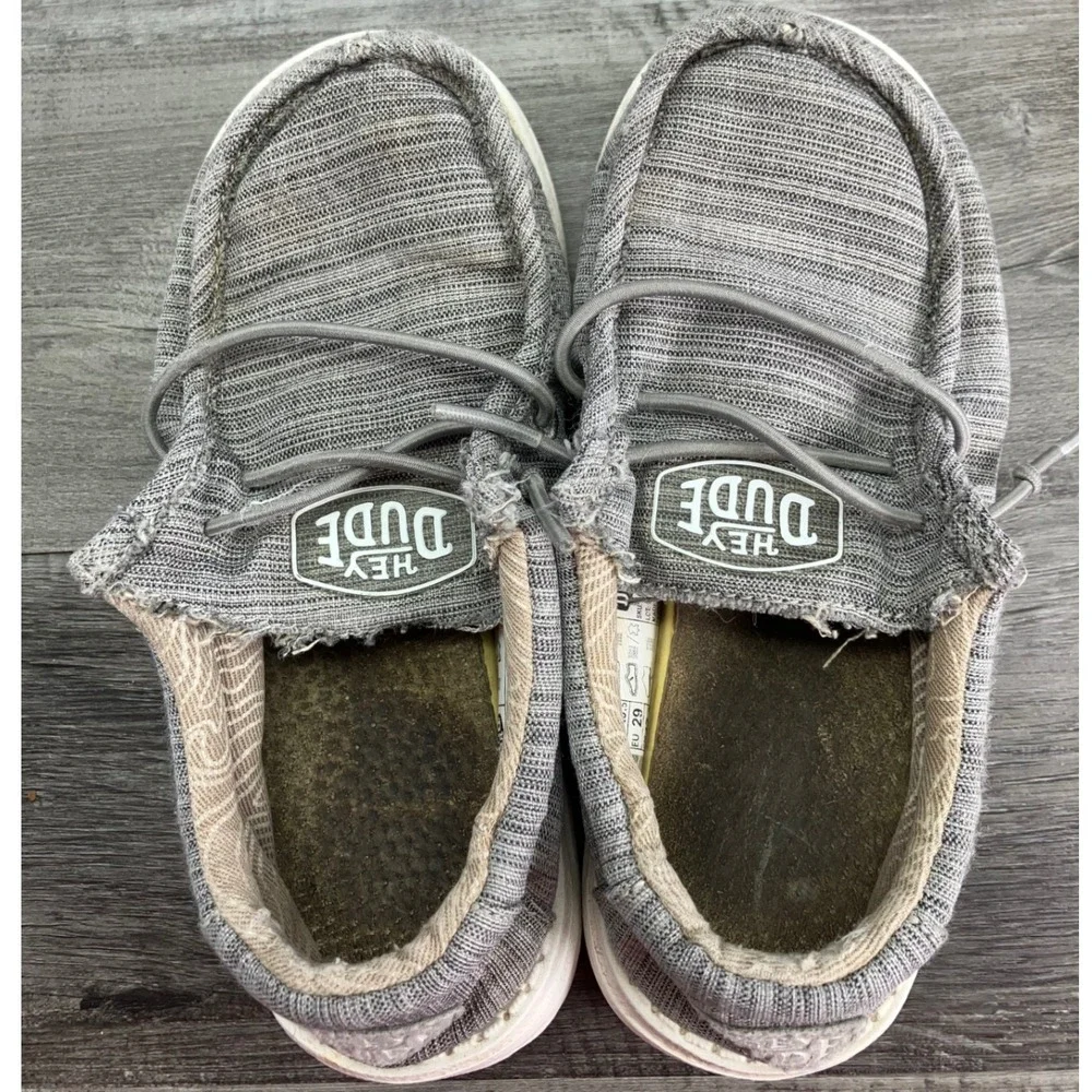 Hey Dude Wally Toddler Blend Linen Stone Grey Slip On Loafers Shoes Size 10T